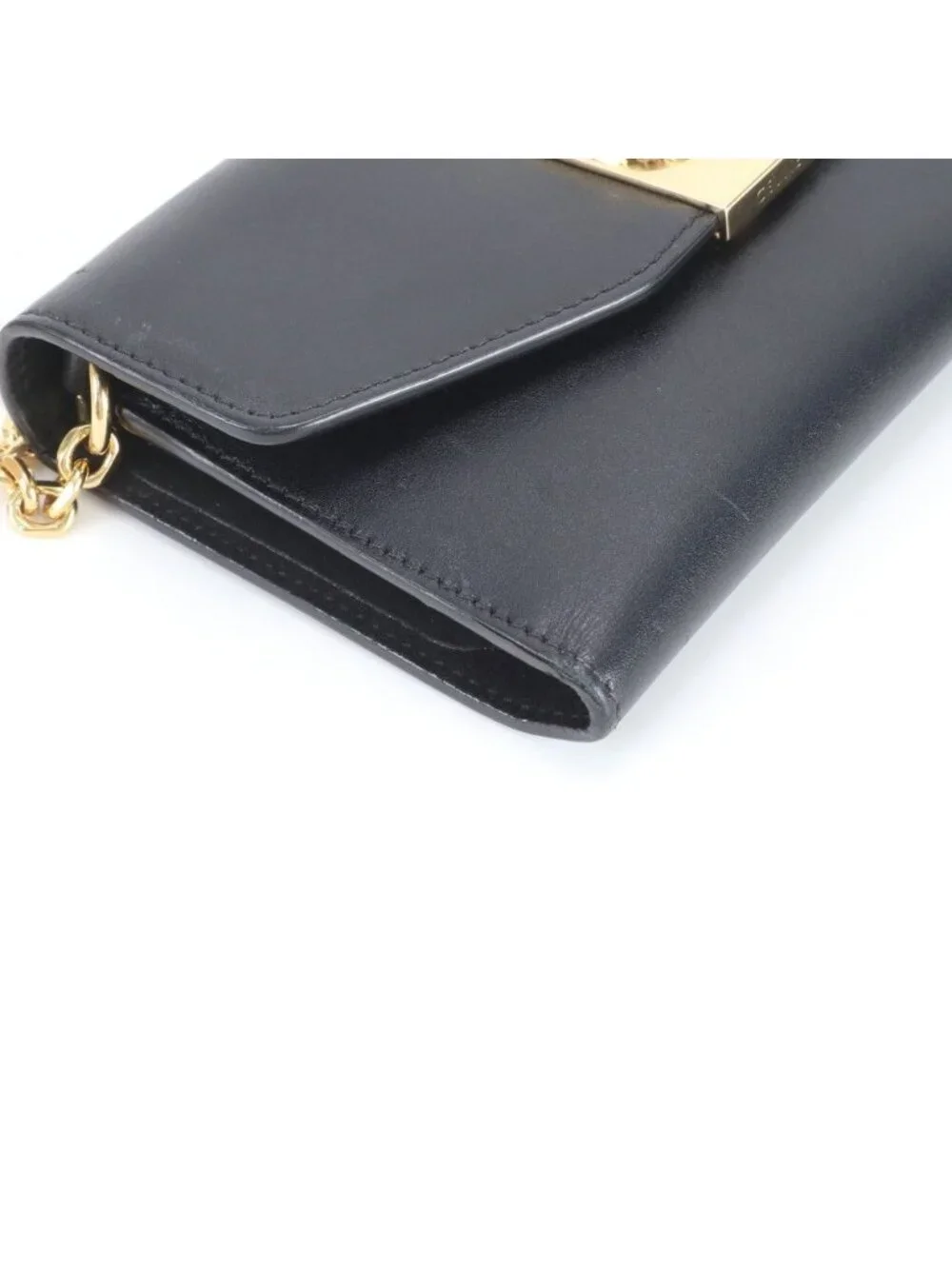 Celine Chain Shoulder Iphonex Cover Case Leather Smartphone Crossbody Black Gold - Picture 4 of 10